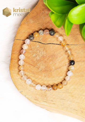 Toermalijnkwarts mix Kogelarmband - 6 mm