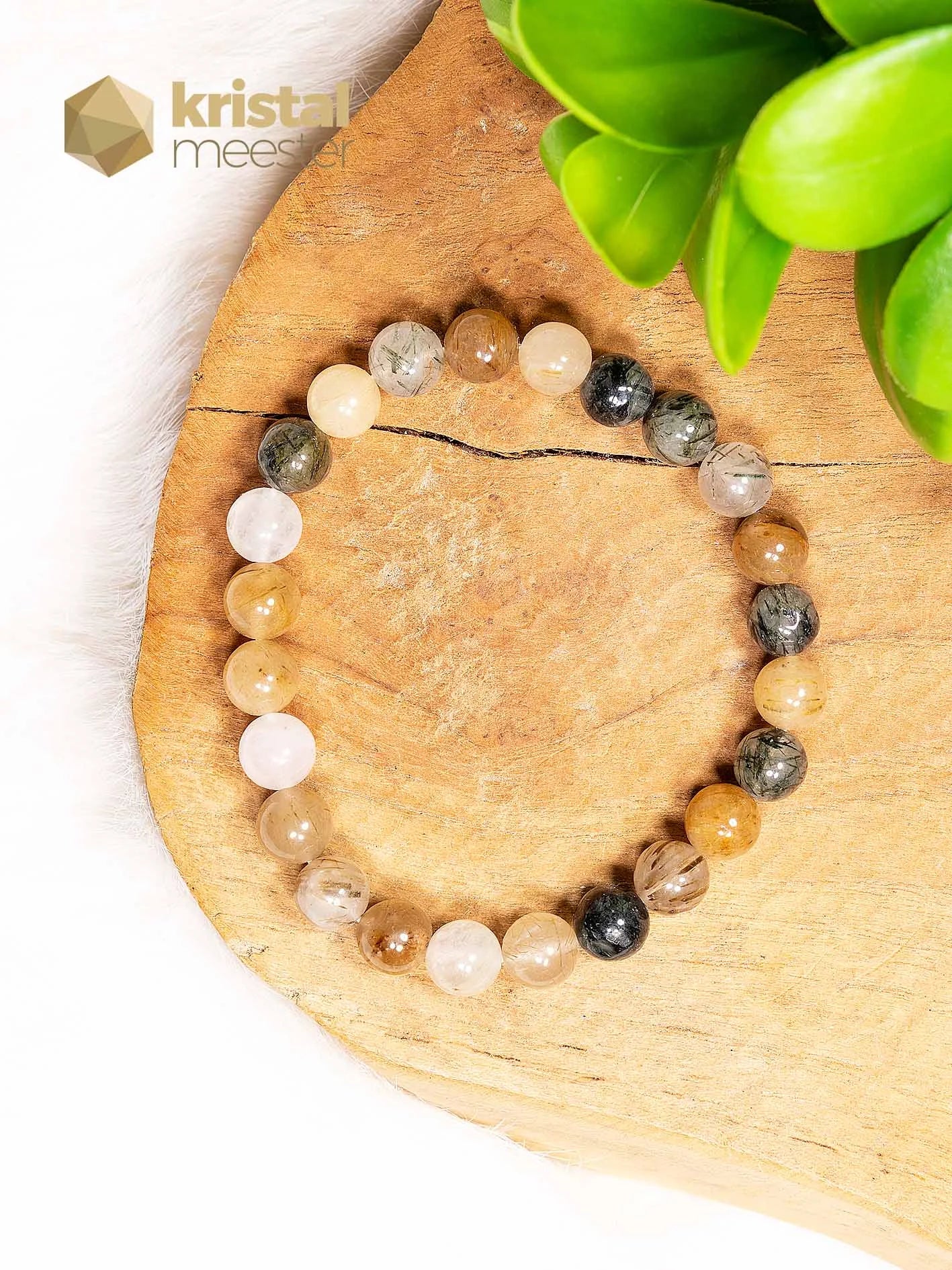 Tourmaline Quartz Mix Ball Bracelet - 8 mm