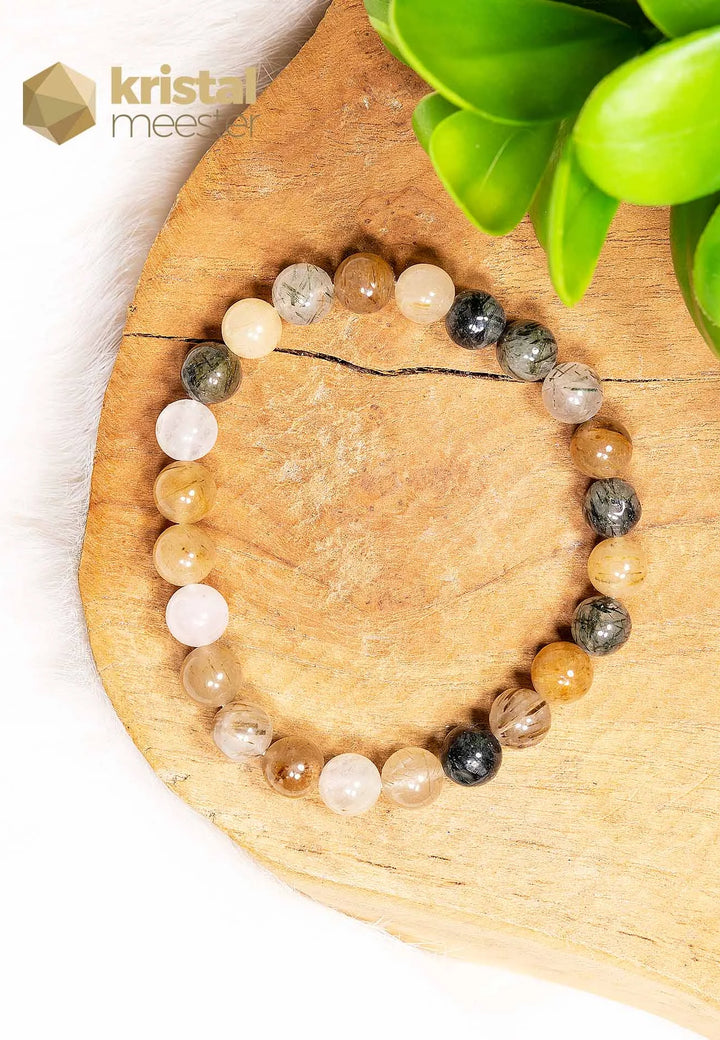 Toermalijnkwarts mix Kogelarmband - 8 mm
