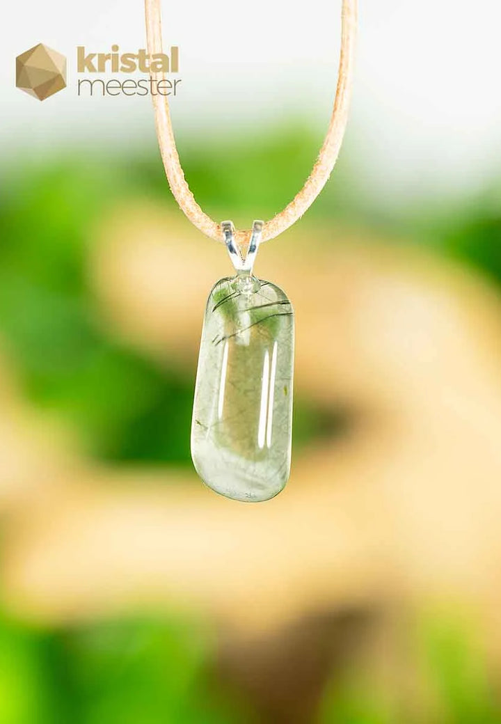 Actinolietkwarts hanger met zilver oog - nr. 1