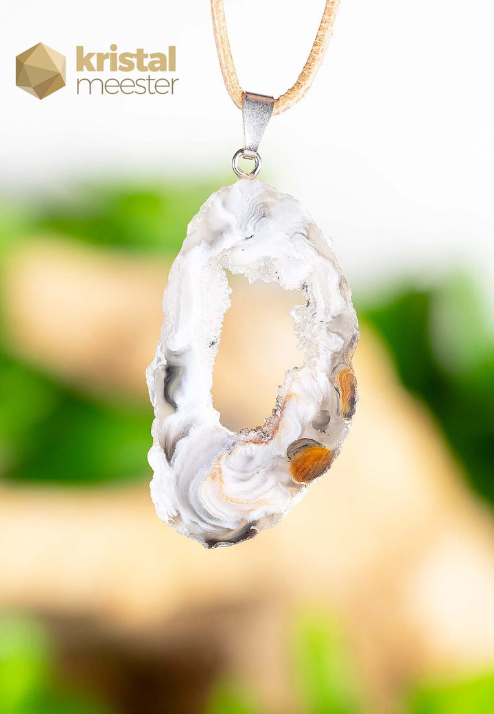 Agaat Geode hanger met zilver oog - nr. 2