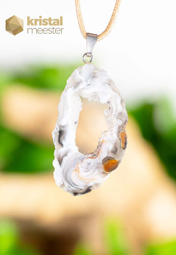 Agaat Geode hanger met zilver oog - nr. 2