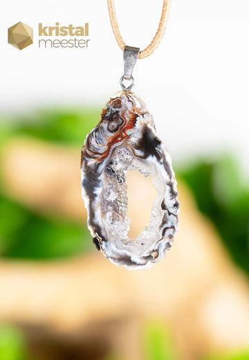 Agaat Geode hanger met zilver oog - nr. 3