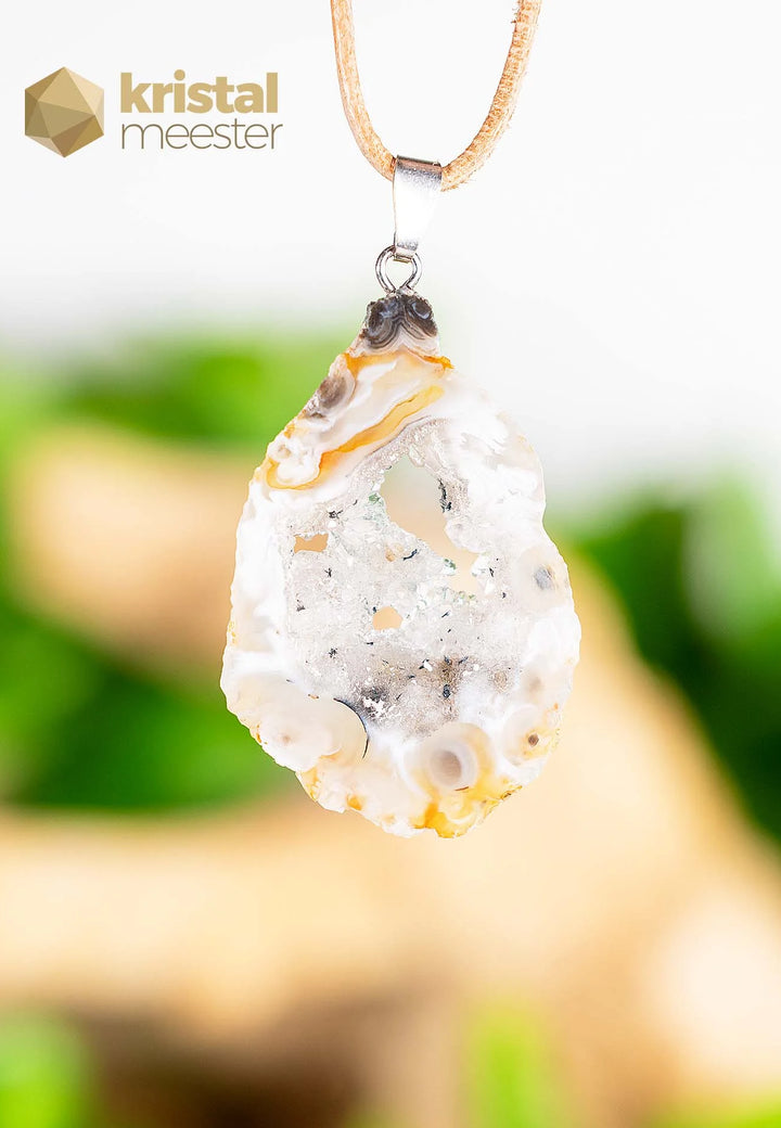 Agaat Geode hanger met zilver oog - nr. 4