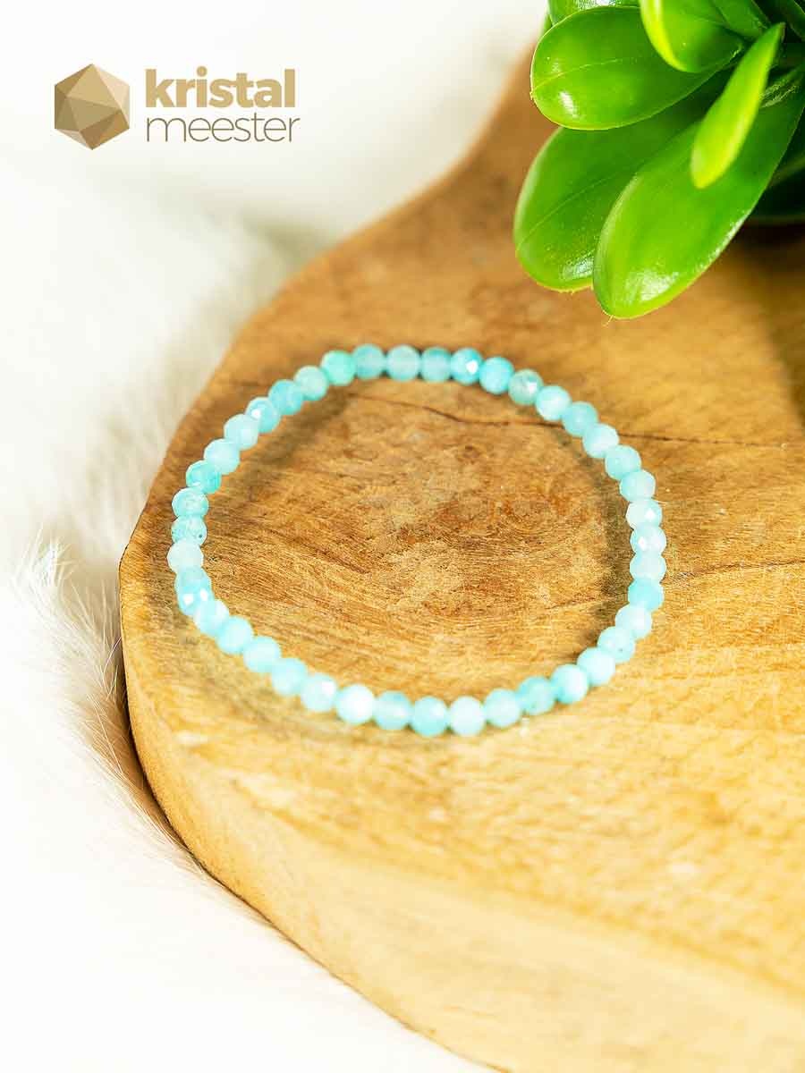 Amazoniet facet geslepen armband  3 - 4 mm