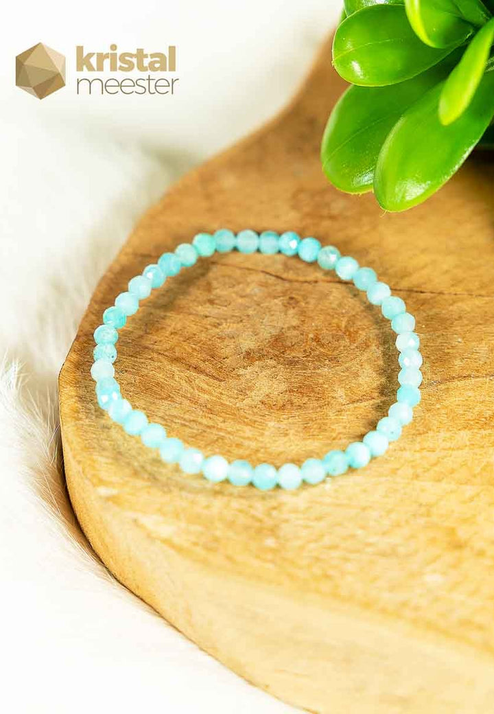 Amazoniet facet geslepen armband  3 - 4 mm
