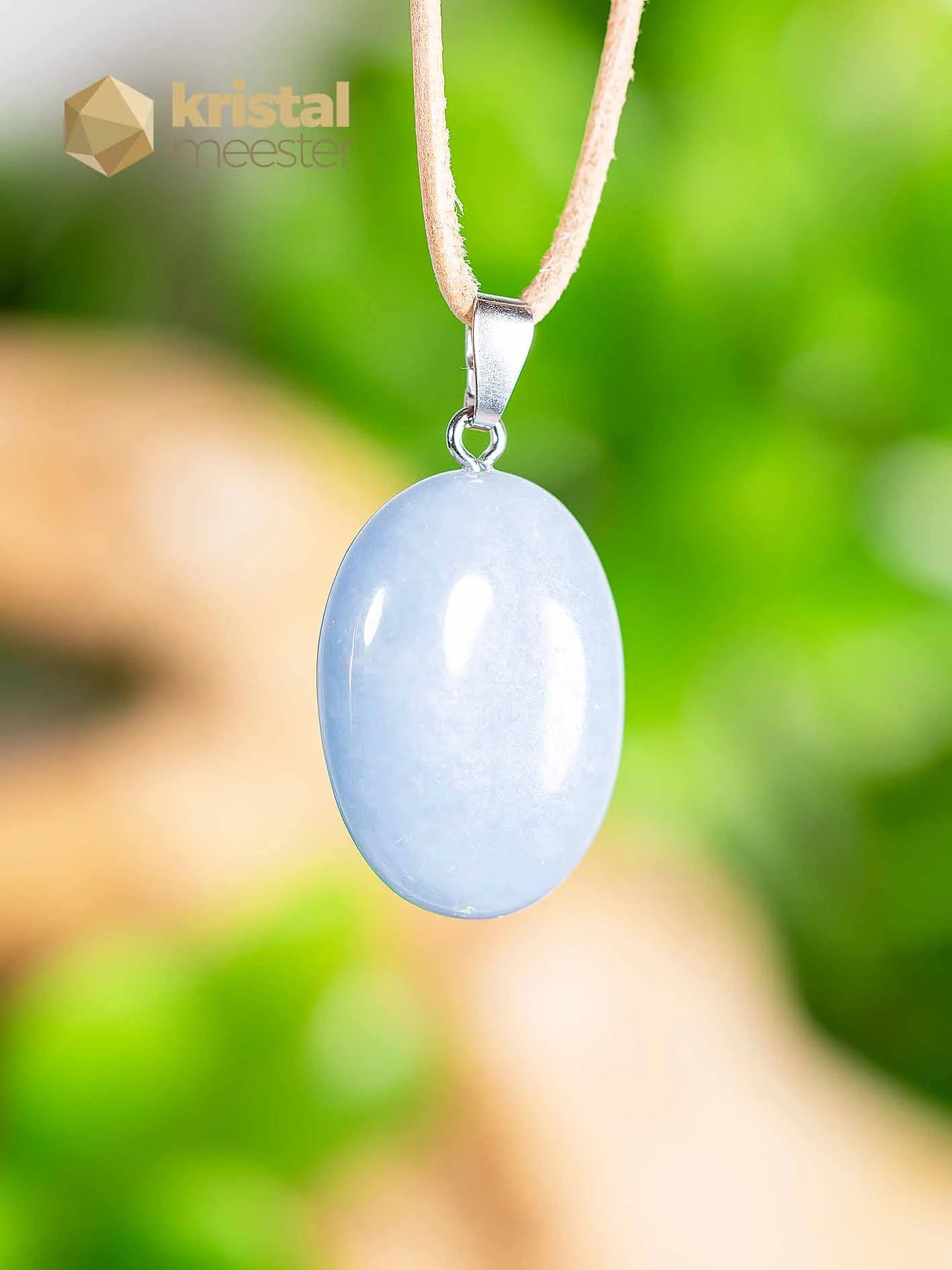 Angelite pendant with silver loop - no. 3