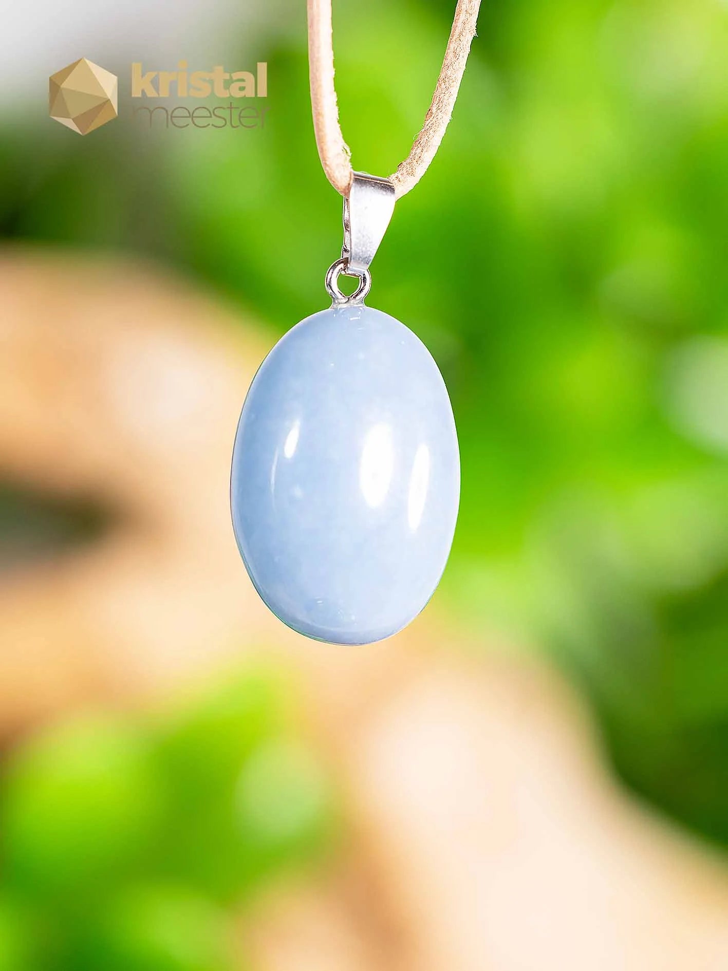 Angelite pendant with silver loop - no. 4