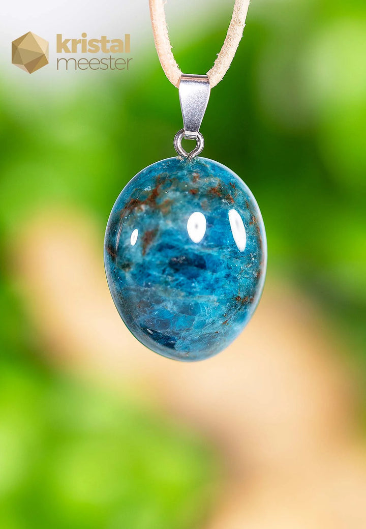 Blauwe Apatiet EX hanger met zilver oog - nr. 2