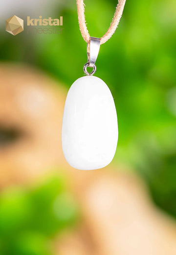 Barite White pendant with silver loop - no. 1
