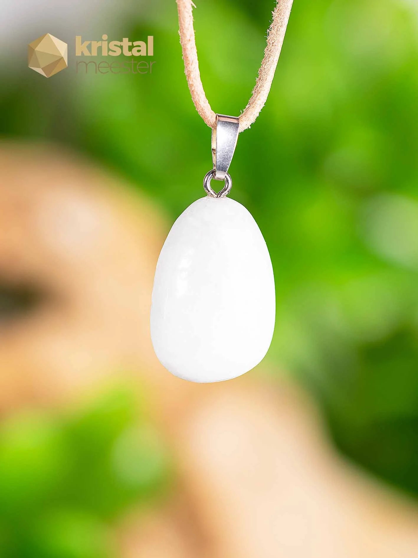 Barite White pendant with silver loop - no. 2