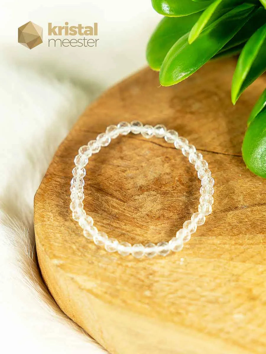 Bergkristal facet geslepen armband - 4 mm - kind