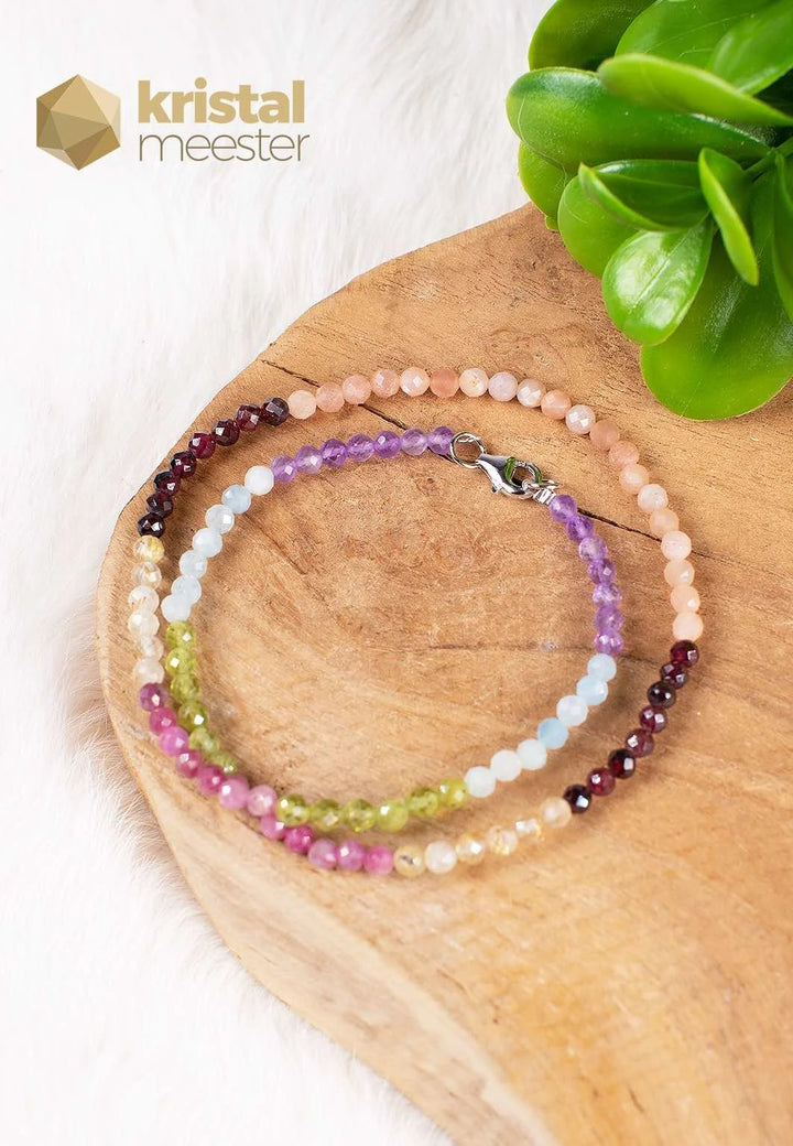 Chakra facet geslepen ketting - 45 cm