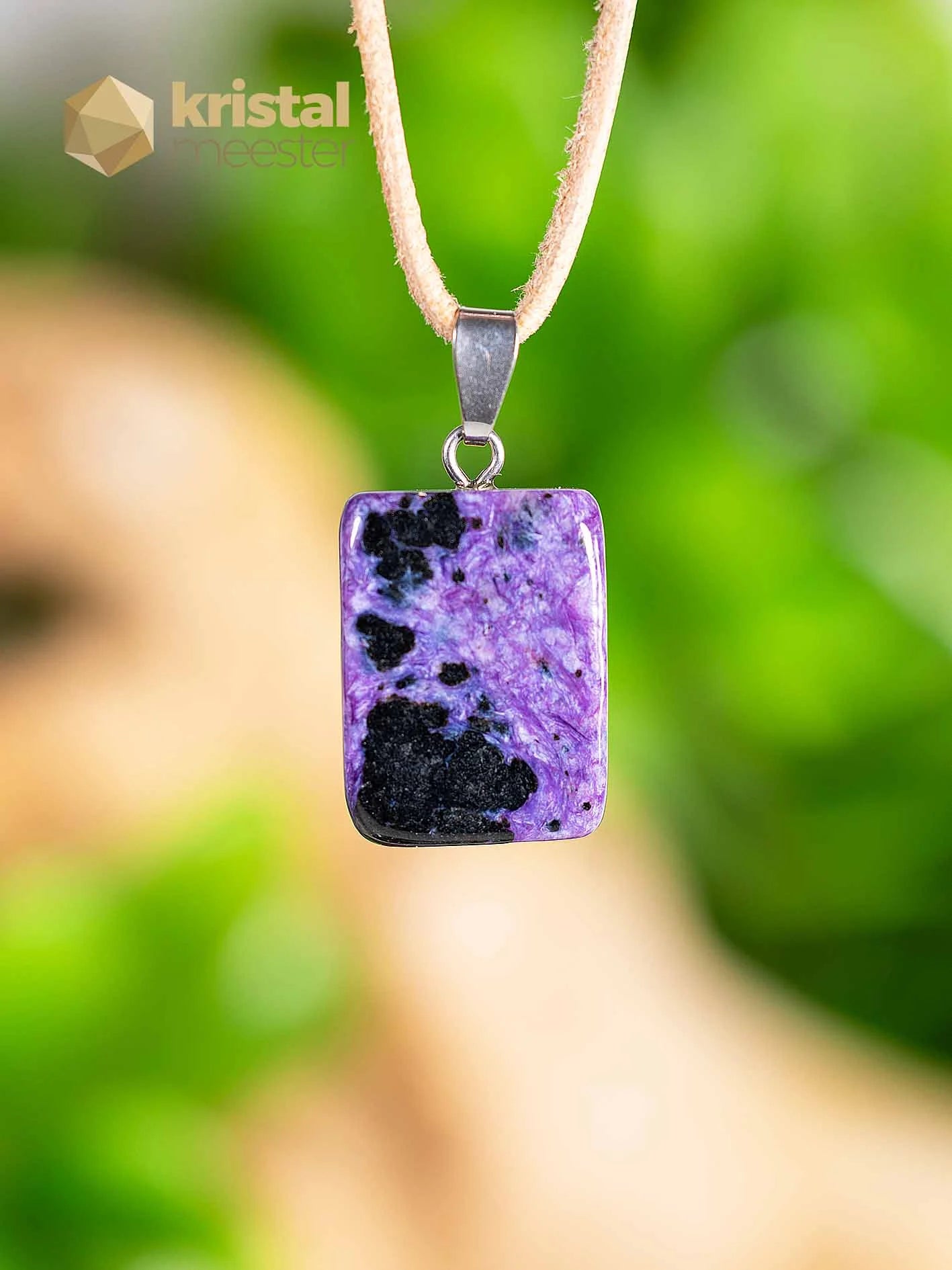 Charoite EX pendant with silver loop - no. 1