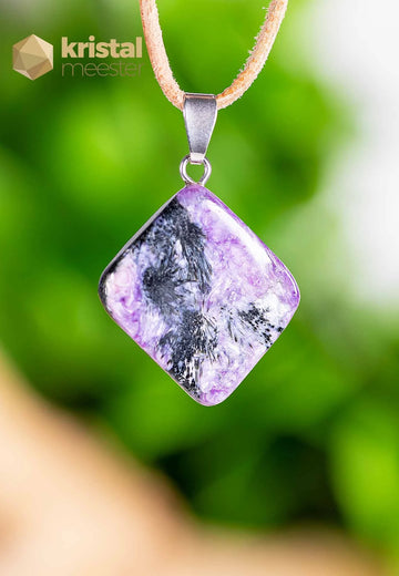 Charoite EX pendant with silver loop - no. 2