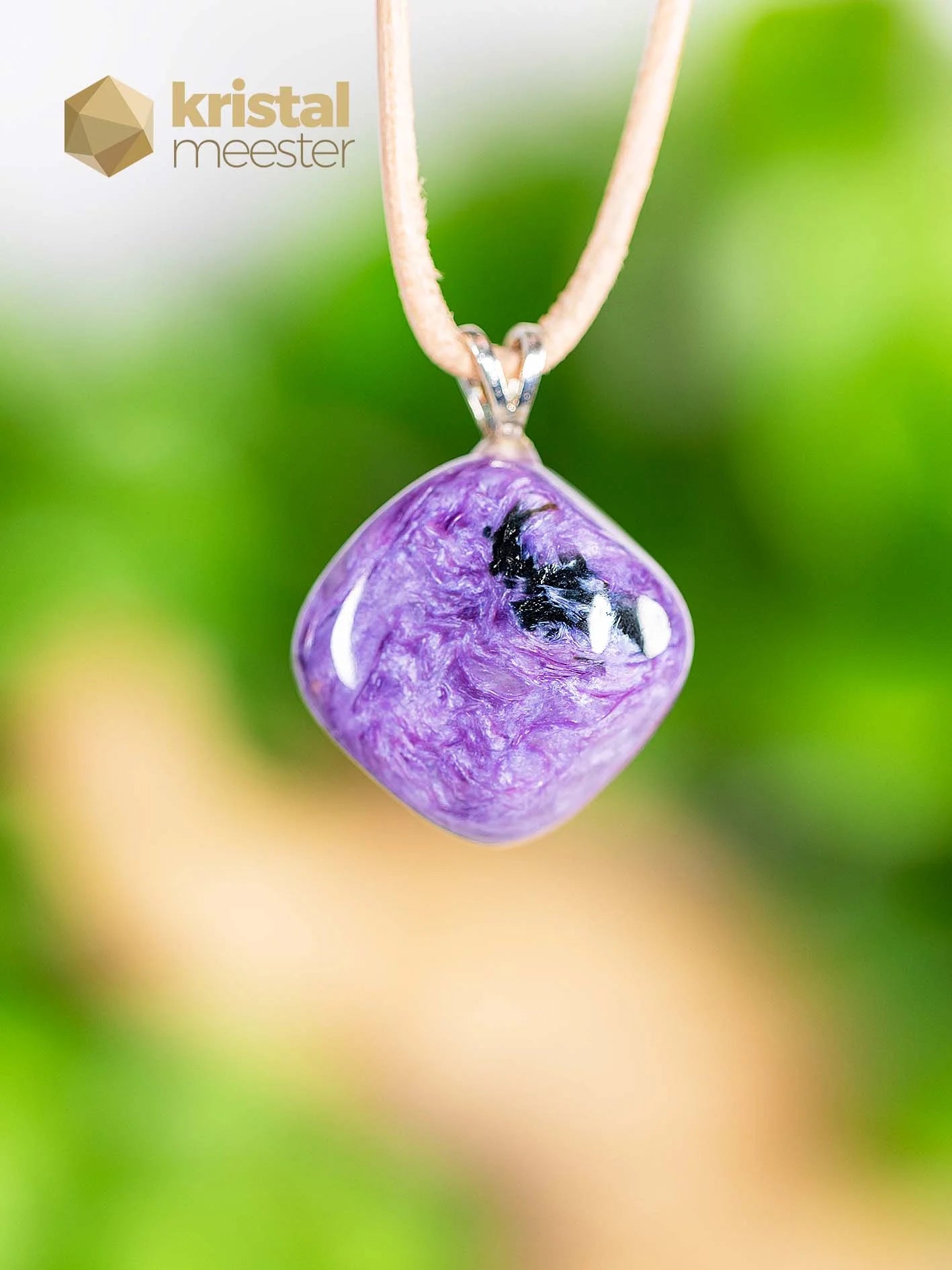Charoite EX pendant with silver loop - no. 3