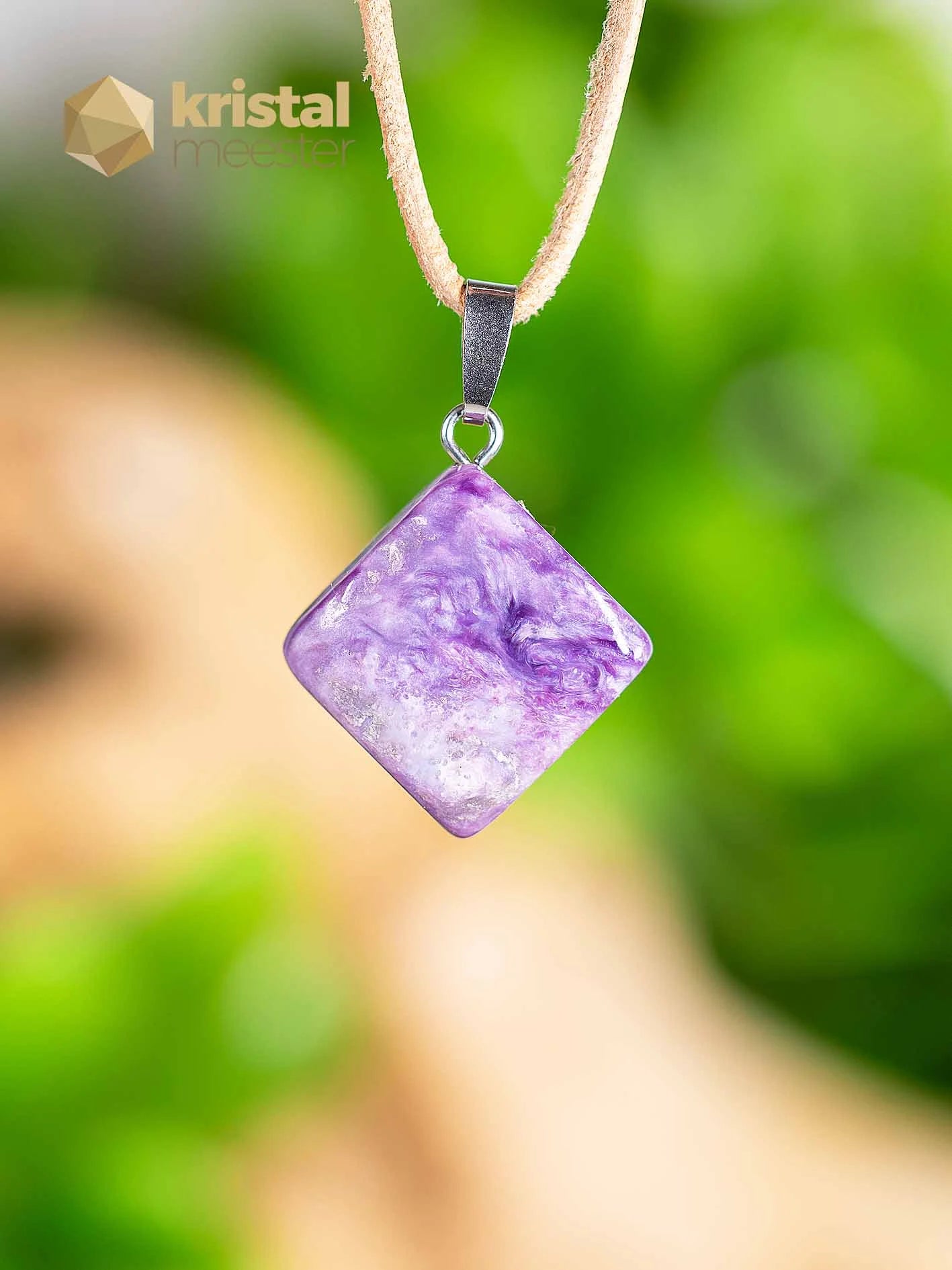 Charoite EX pendant with silver loop - no. 3