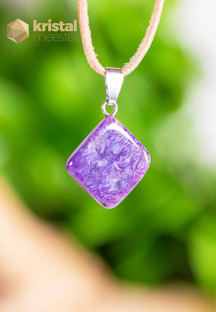 Charoite EX pendant with silver loop - no. 4