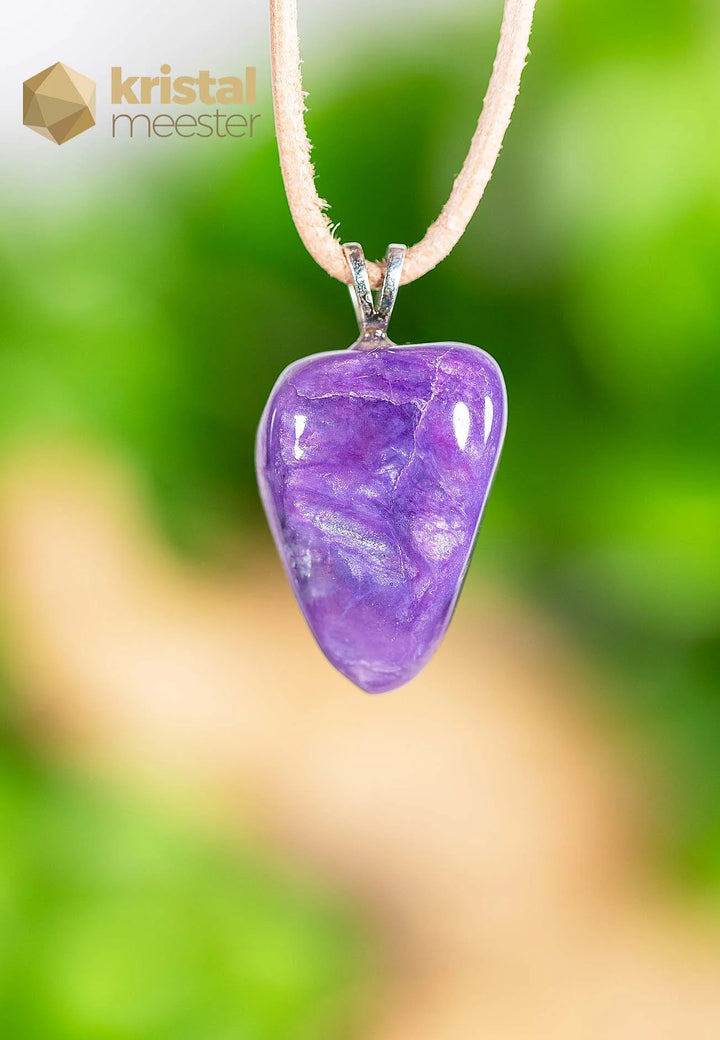 Charoite EX pendant with silver loop - no. 4
