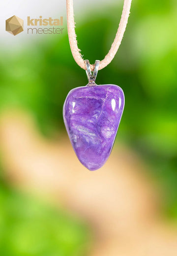Charoite EX pendant with silver loop - no. 4
