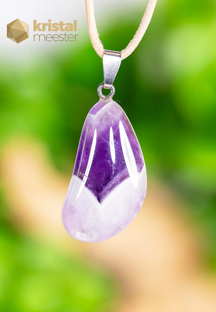 Amethyst Chevron pendant with silver loop - no. 2
