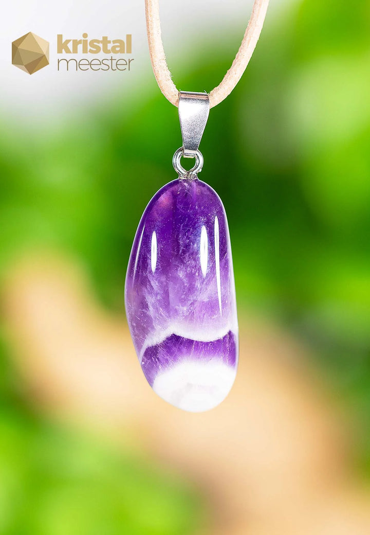 Amethyst Chevron pendant with silver loop - no. 3