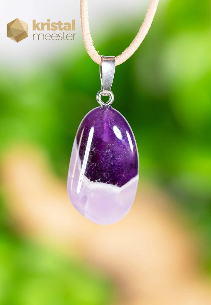Amethyst Chevron pendant with silver loop - no. 4