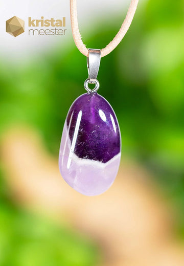 Amethyst Chevron pendant with silver loop - no. 4