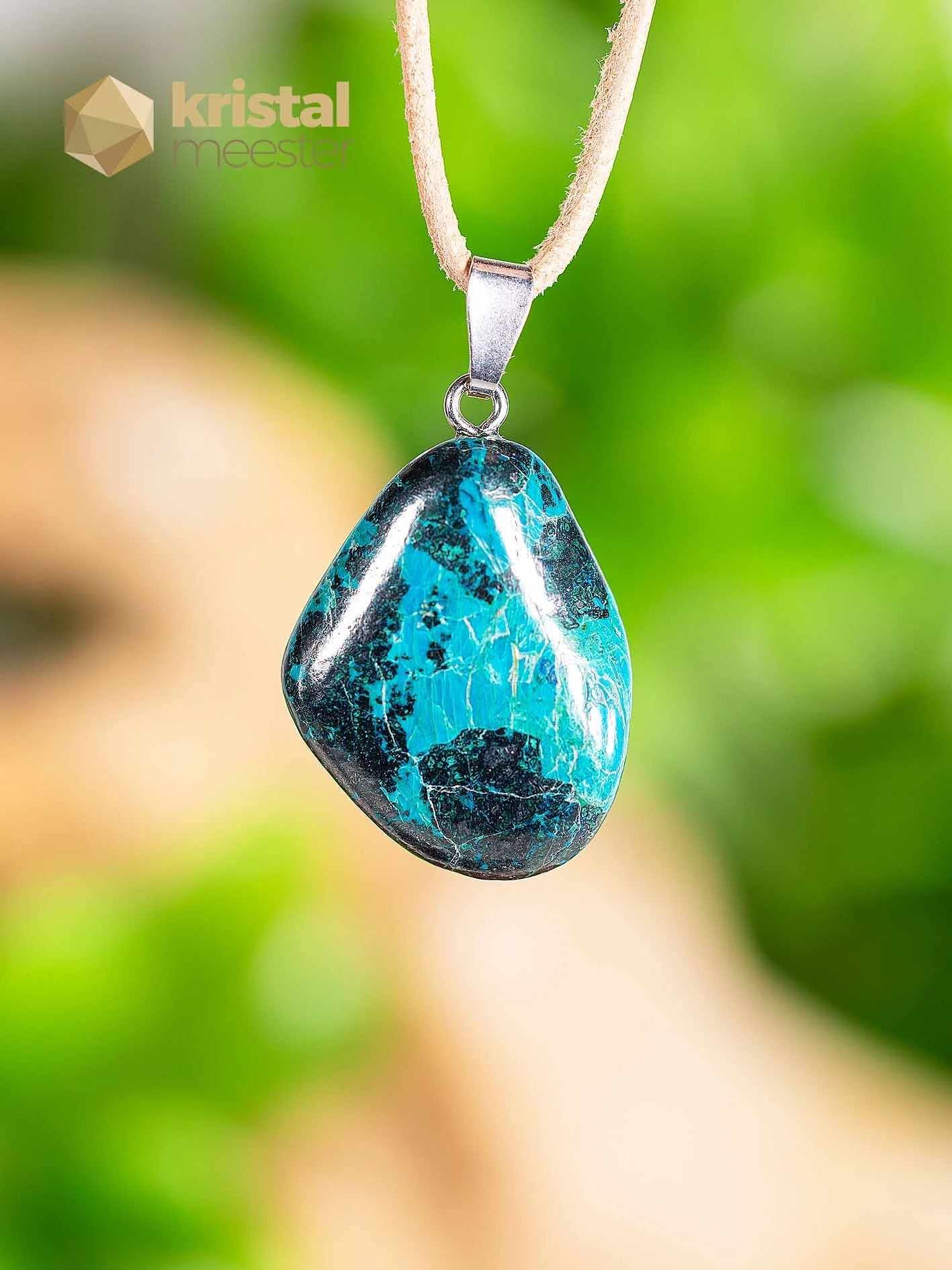 Chrysocolla pendant with silver loop - no. 1
