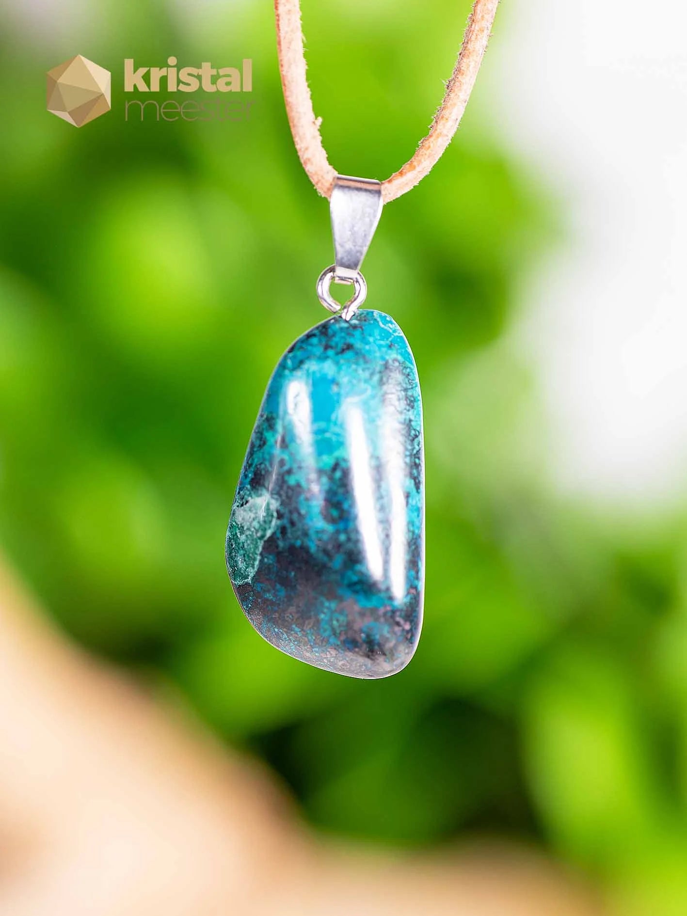 Chrysocolla hanger met zilver oog - nr. 5