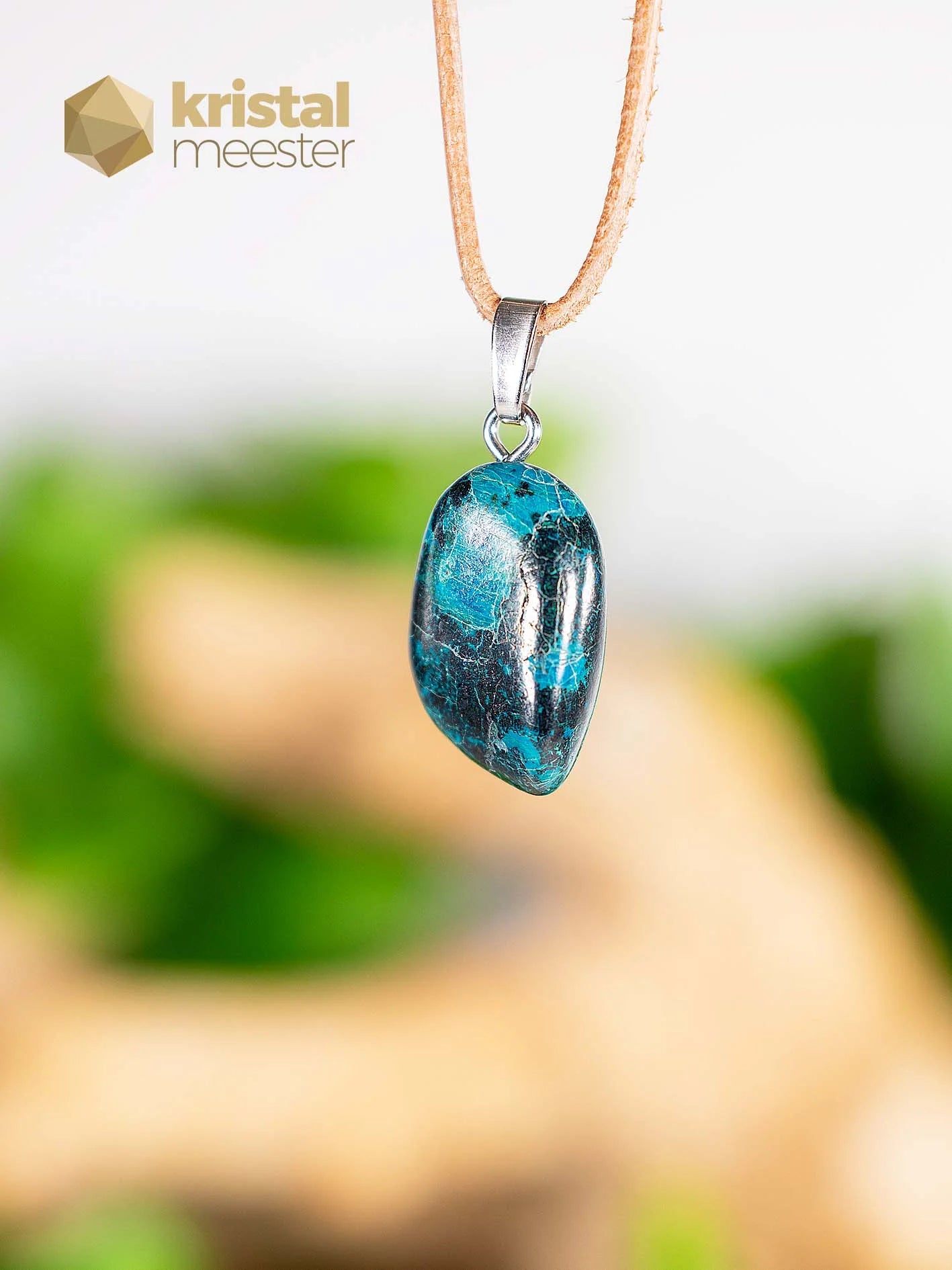 Chrysocolla pendant with silver loop - no. 5