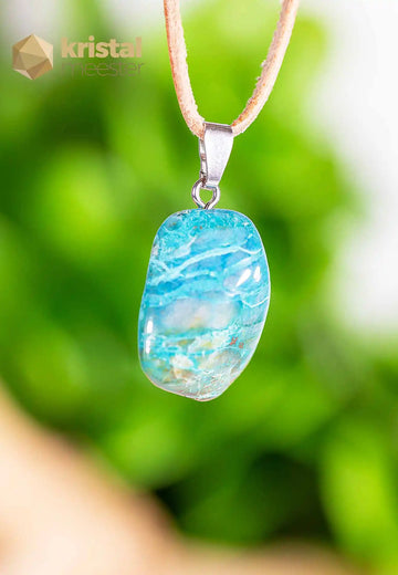Chrysocolla pendant with silver loop - no. 7