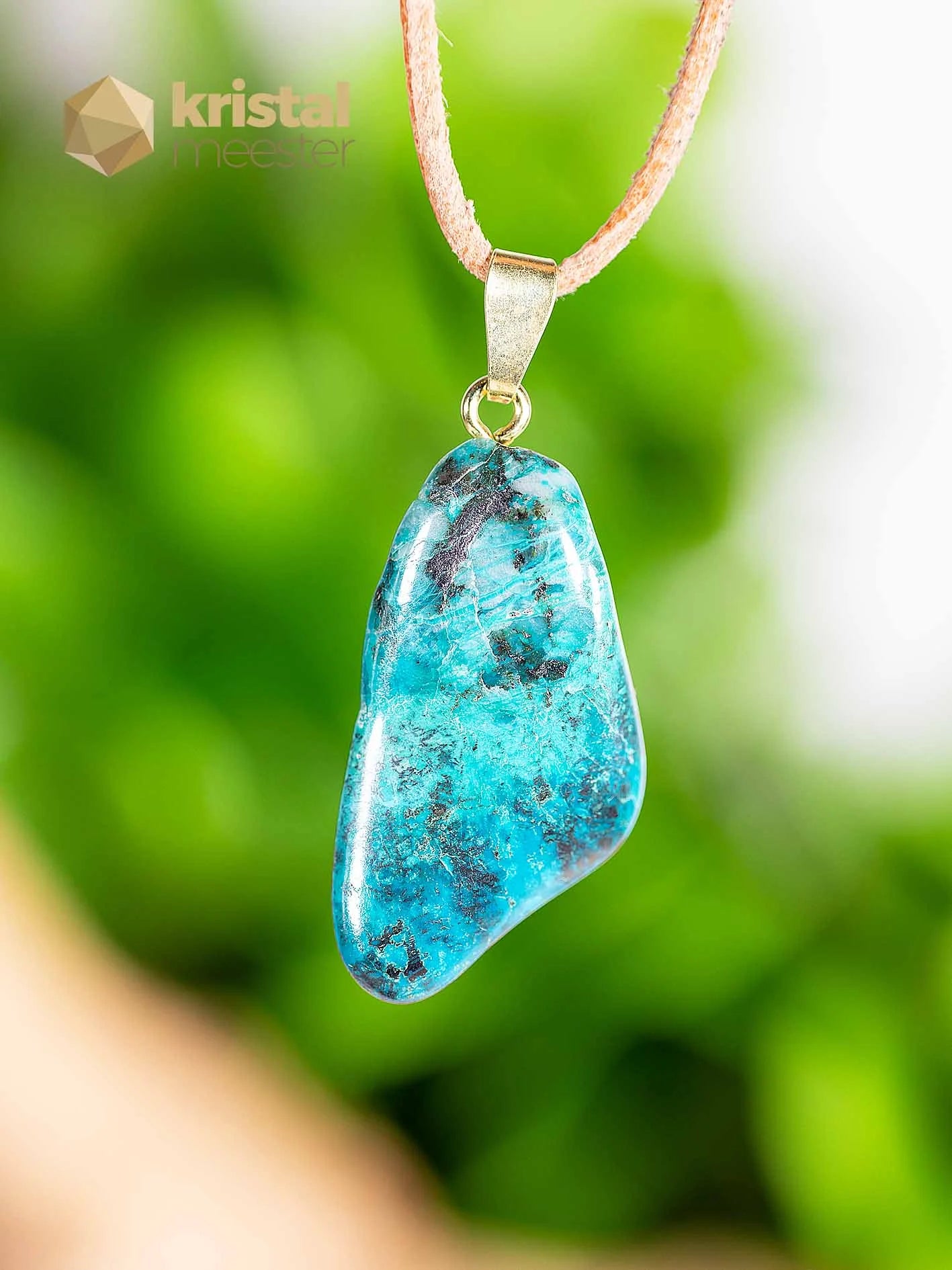 Chrysocolla hanger, verguld - nr. 6