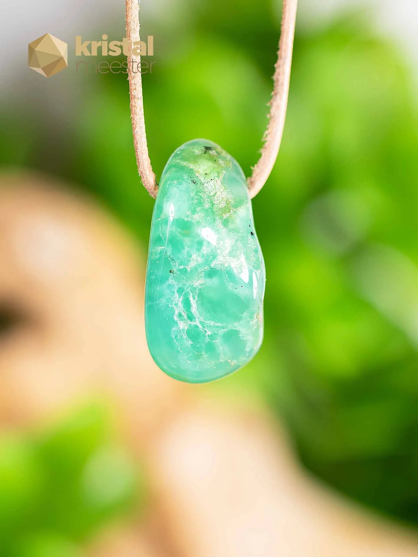 Chrysopraas hanger doorboord - nr. 1