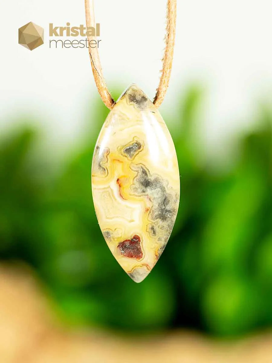 Crazy Lace Agate Pendant, oval - no. 2