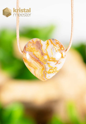 Crazy Lace Agate Heart Pendant - no. 2