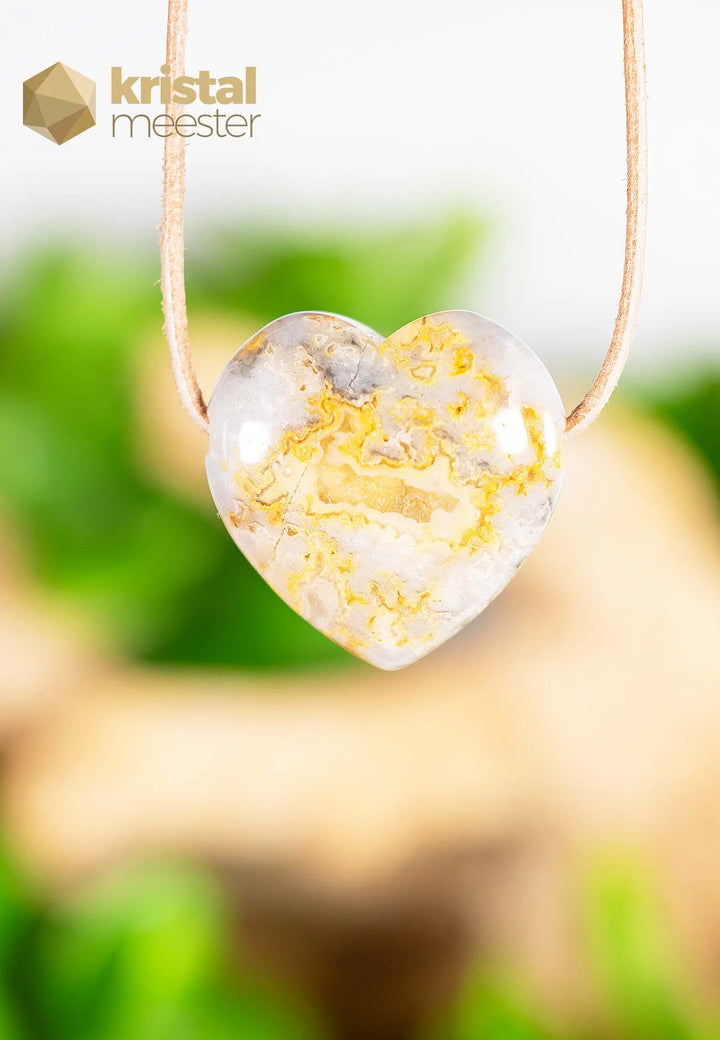 Crazy Lace Agate Heart Pendant - no. 4