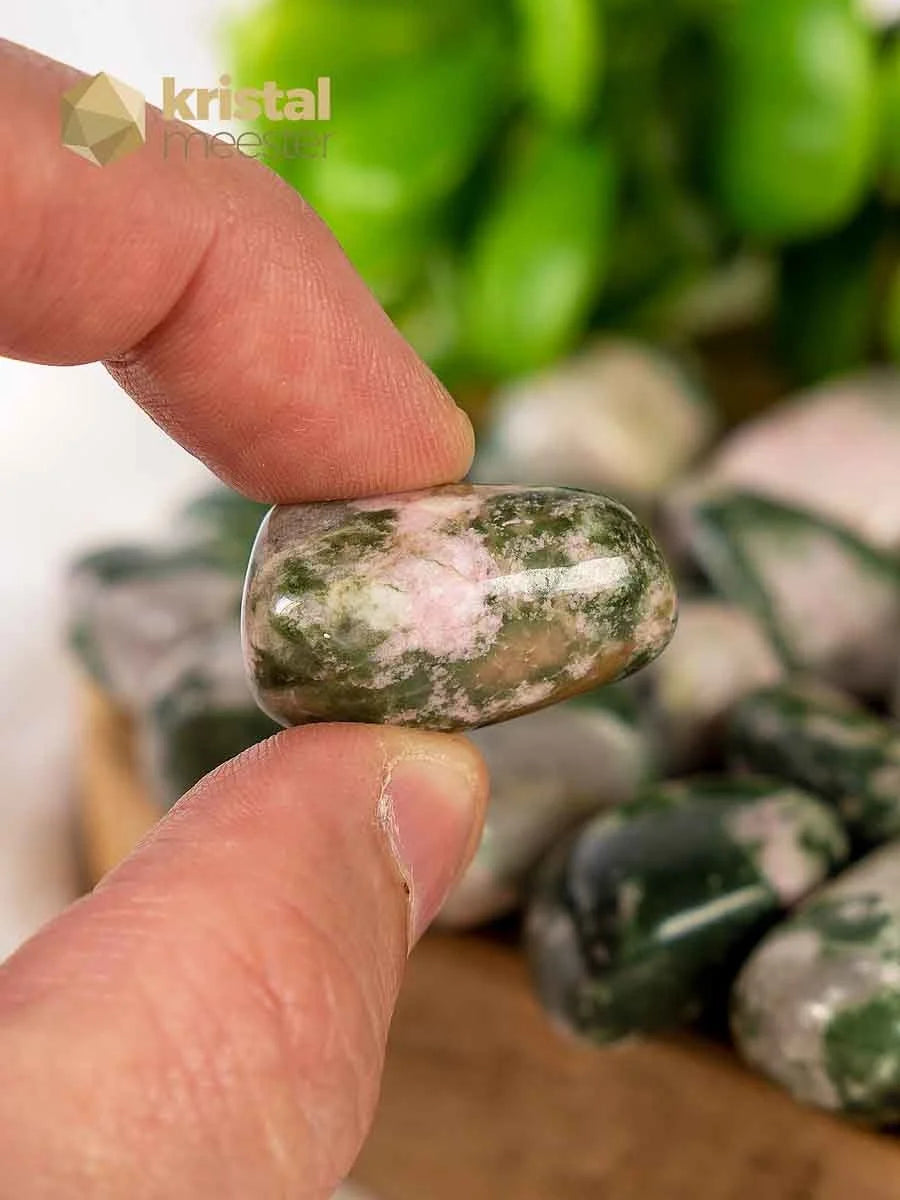 Diopside Green Pink Tumbled Stones