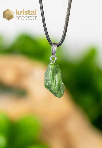 Diopside Raw Pendant with silver loop - no. 1