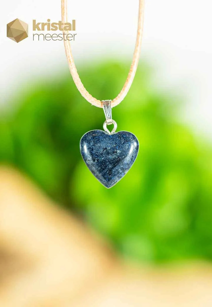 Dumortierite Heart Pendant with silver loop