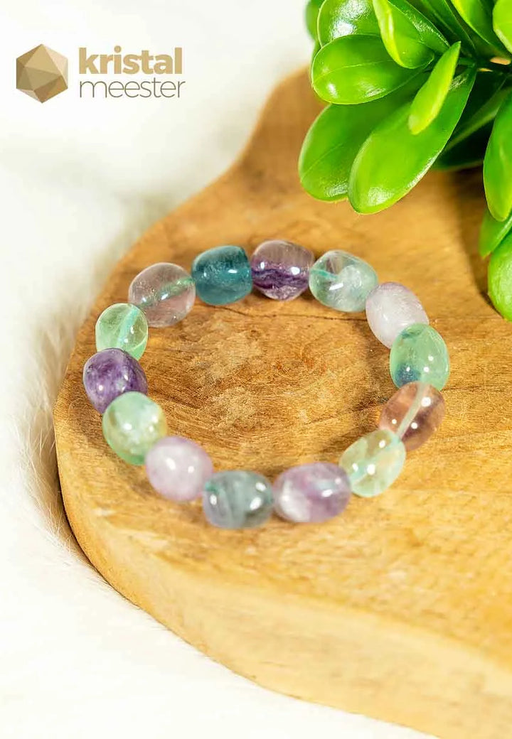 Regenboog Fluoriet nuggetarmband