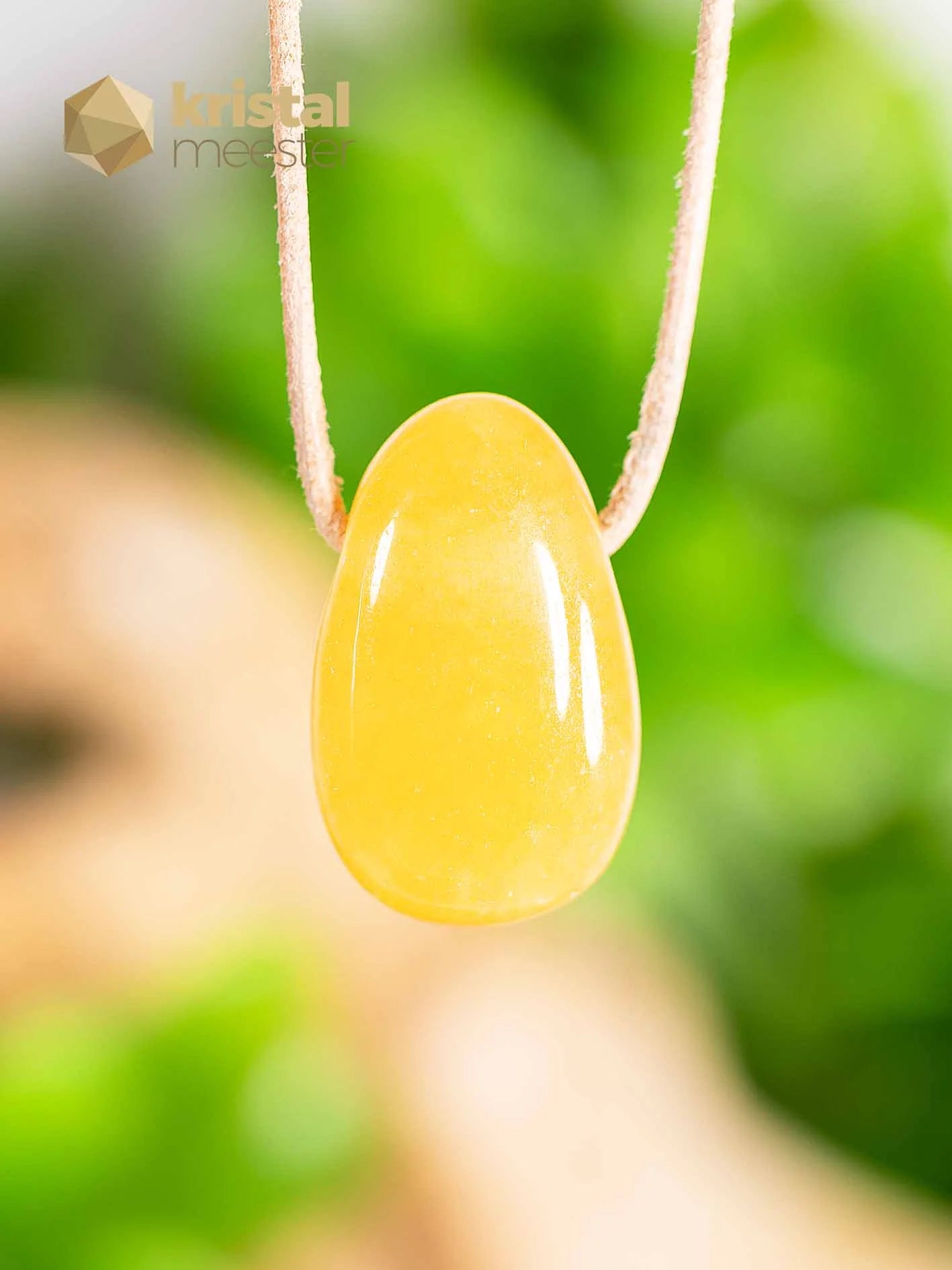Calcite Pendant Yellow, drilled - no. 1