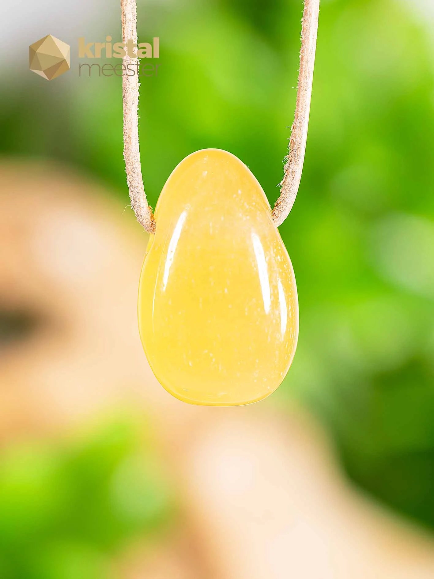 Calcite Pendant yellow, drilled - no. 2