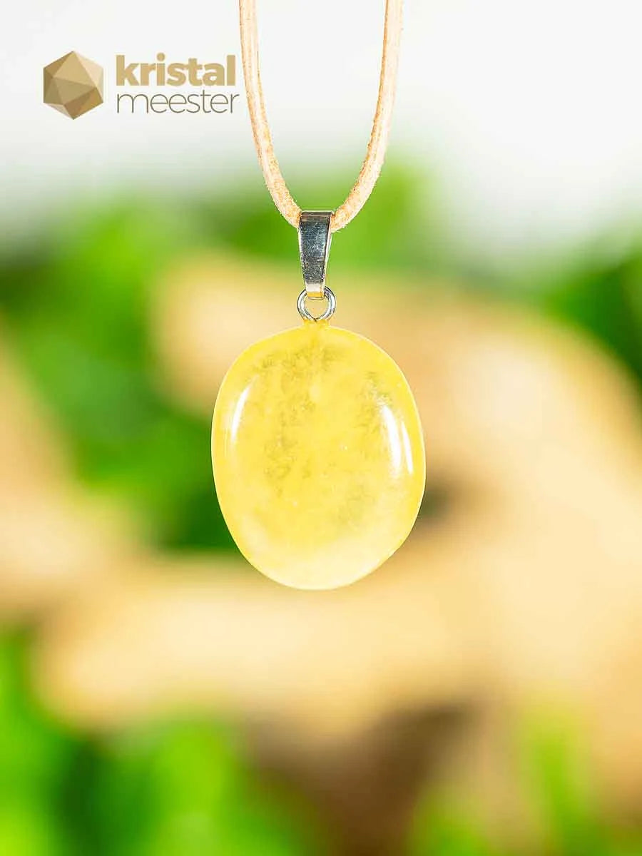 Yellow Calcite EX pendant with silver loop - no. 3