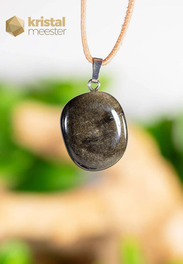 Goud Obsidiaan hanger met zilver oog - nr. 2