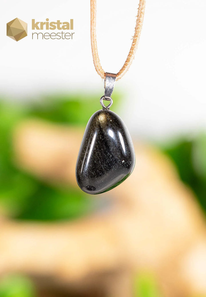 Gold Obsidian Pendant with silver loop - no. 3