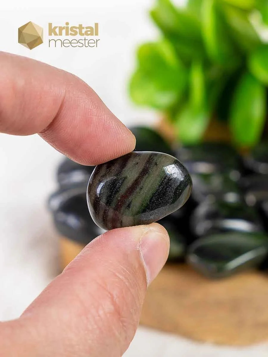 Hematite with Green Jasper Tumbled Stones - size S 