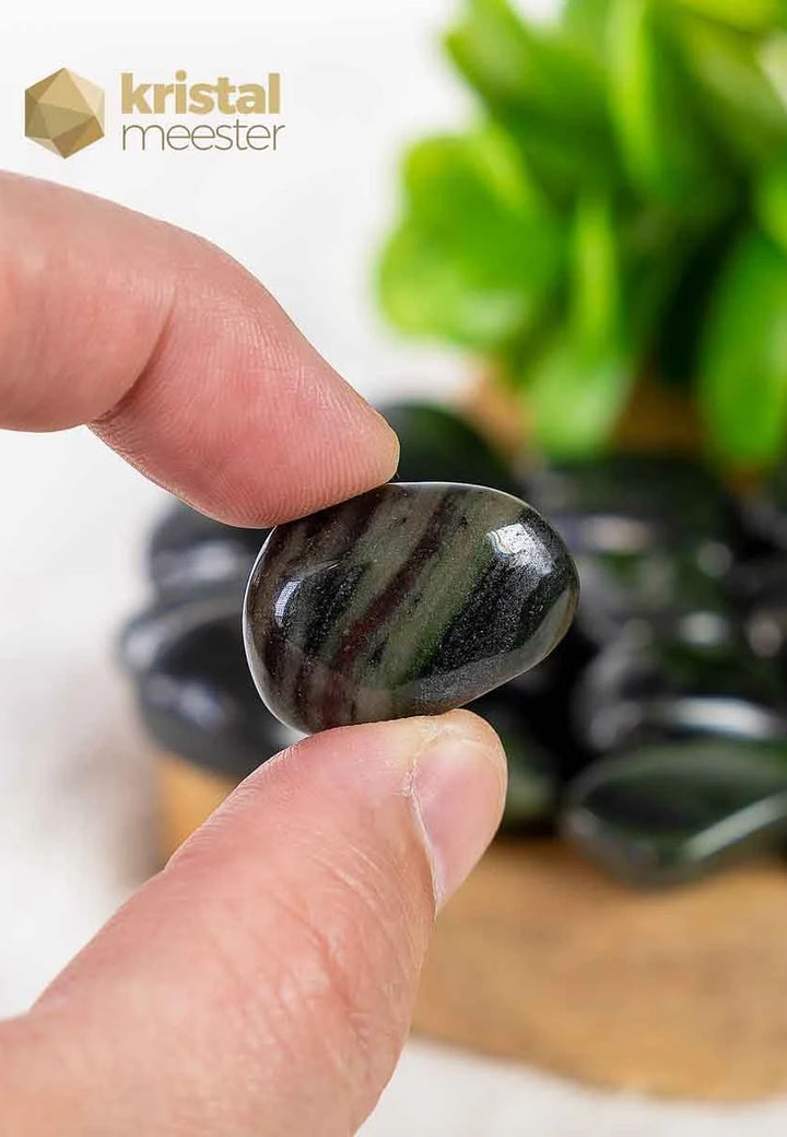 Hematite with Green Jasper Tumbled Stones - size S 