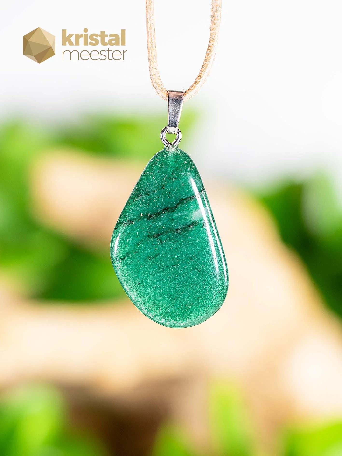Aventurine EX pendant green with silver loop - no. 4