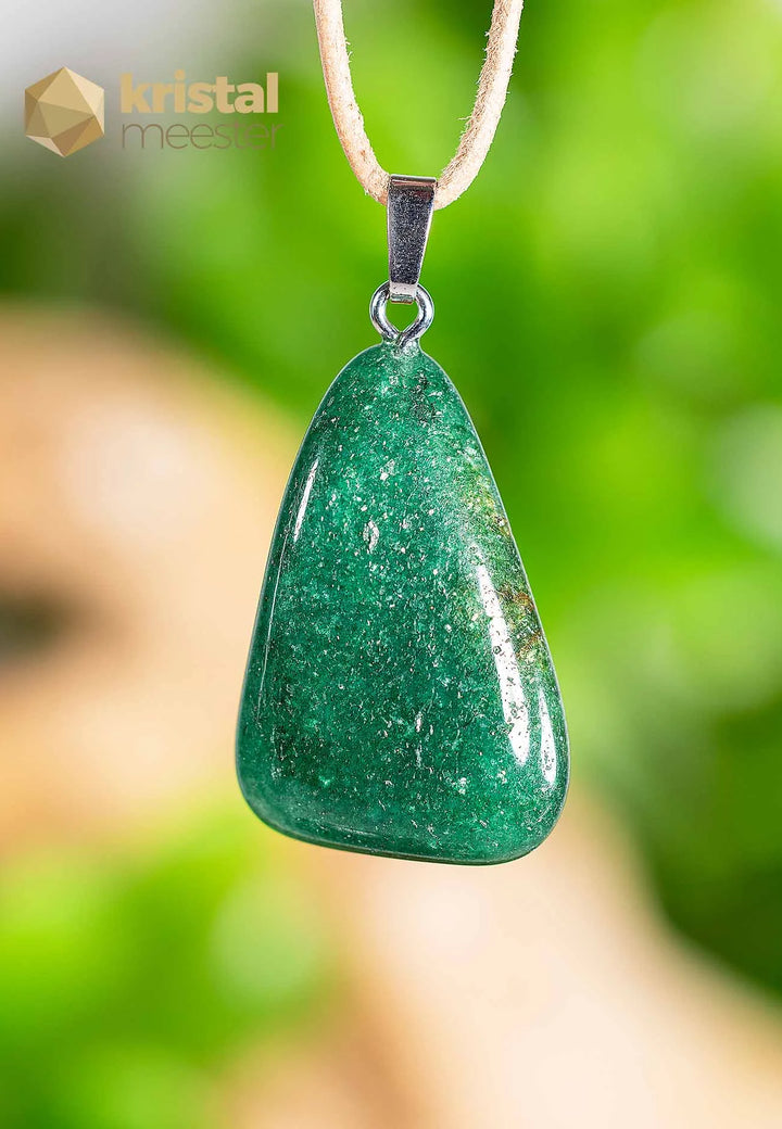 Aventurijn EX hanger groen met zilver oog - nr. 6